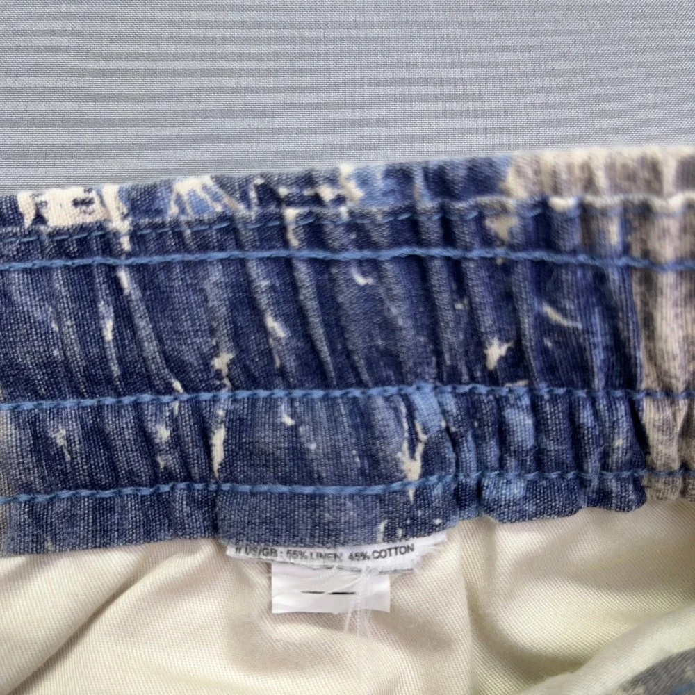 Linen Blend Shorts Elastic Waist Tropical‎ Print Casual Mens Fits 30
